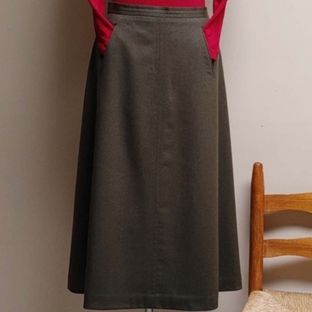 Vintage Talbots Long Green Fine Wool Riding Skirt 6 - Picture 6 of 17